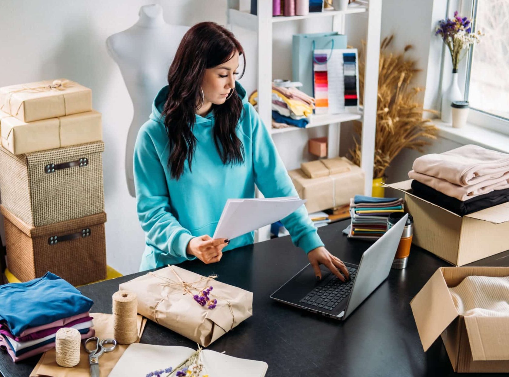 Business owner preparing shipment from ecommerce business