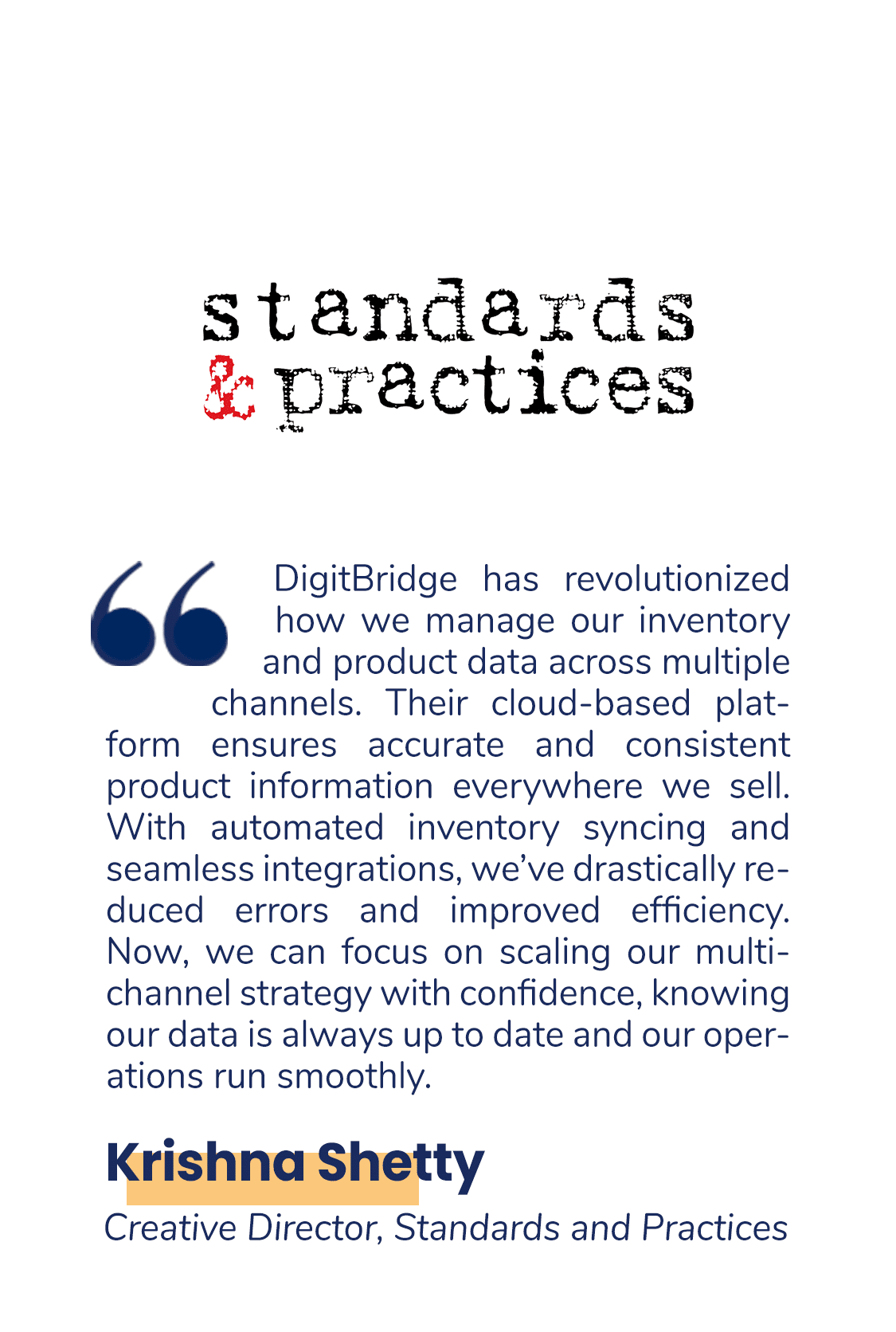 Standards and Practices Testimonial