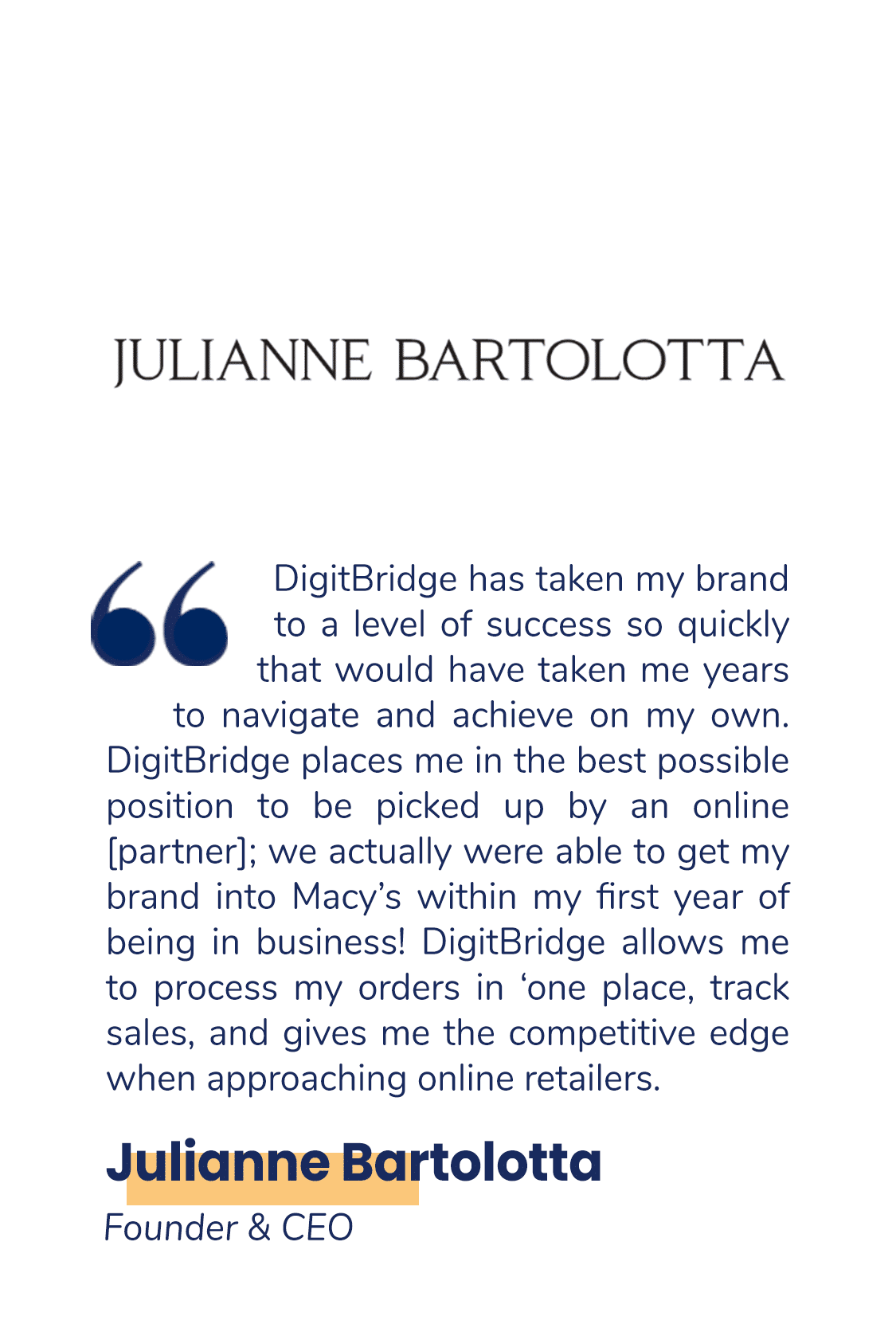 Julianne Bartolotta Testimonial